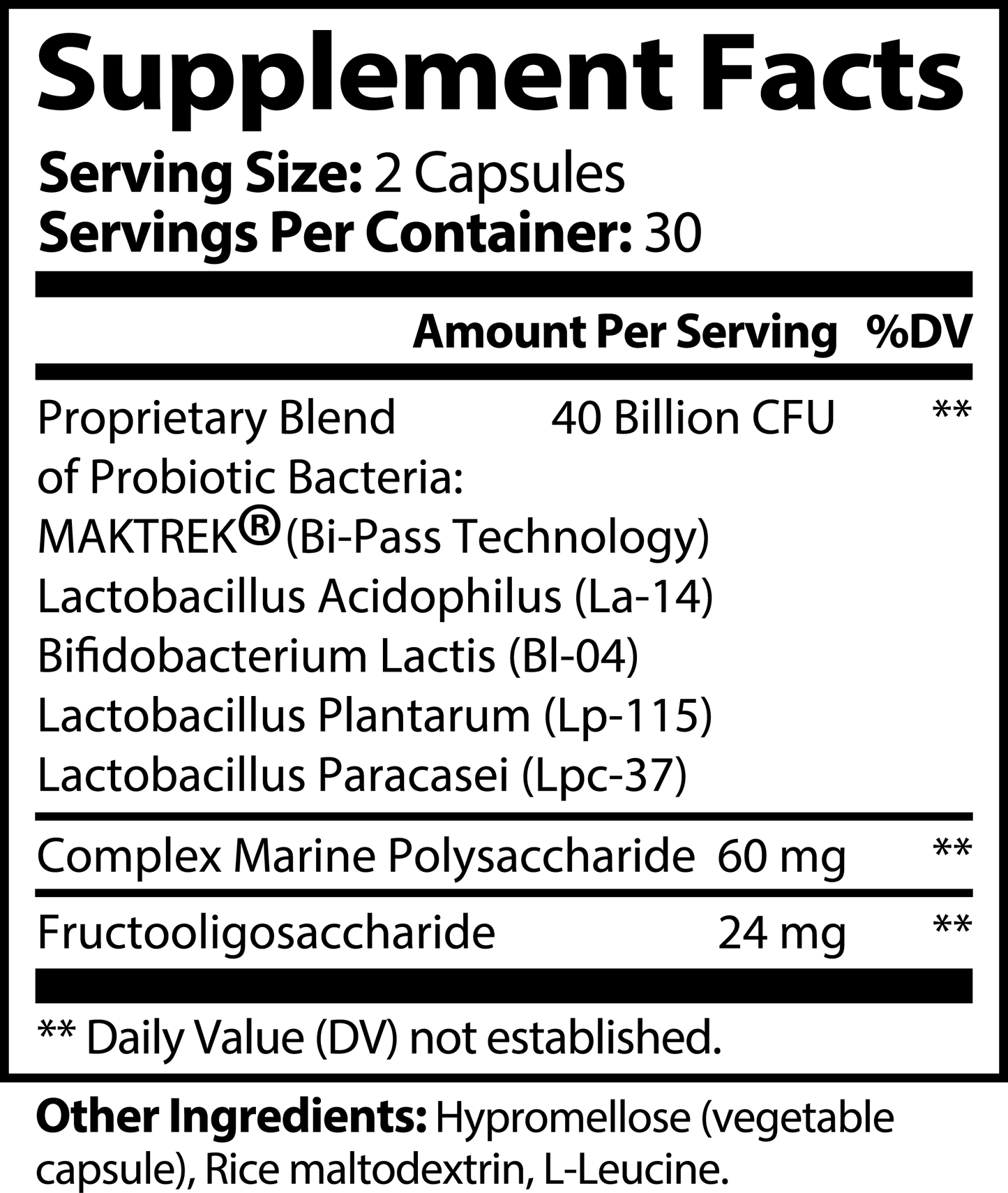 GTX 40 (Probiotic 40 Billion with Prebiotics)
